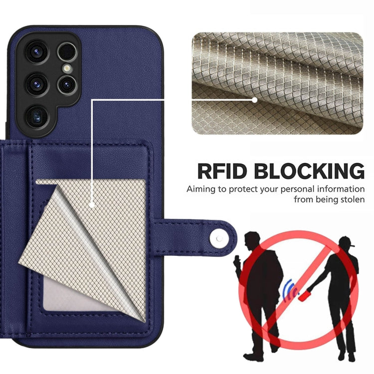 For Samsung Galaxy S22 Ultra 5G Button Card Bag RFID Anti-theft Phone Case
