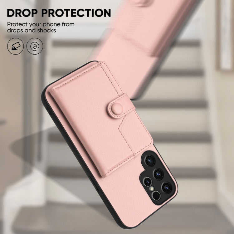 For Samsung Galaxy S23 Ultra 5G Button Card Bag RFID Anti-theft Phone Case