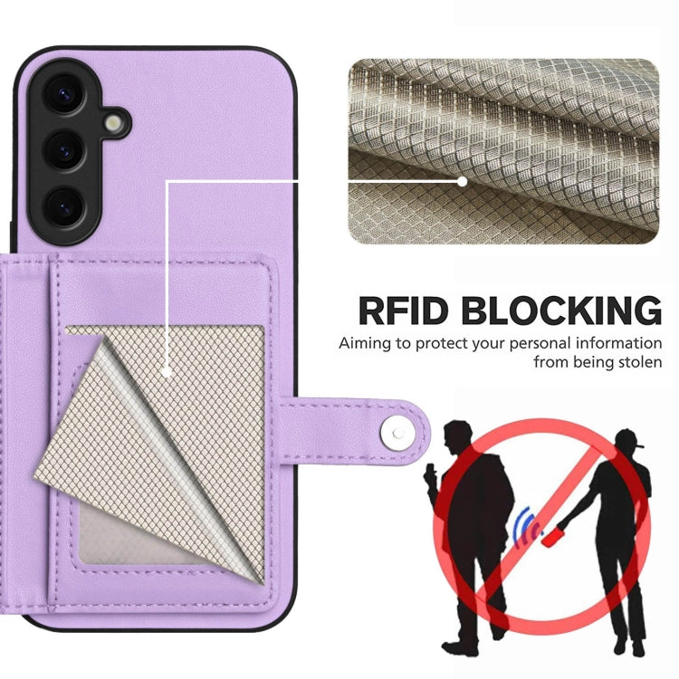 For Samsung Galaxy S24+ 5G Button Card Bag RFID Anti-theft Phone Case