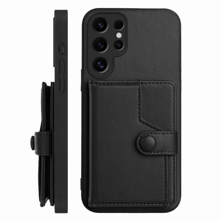 For Samsung Galaxy S24 Ultra 5G Button Card Bag RFID Anti-theft Phone Case