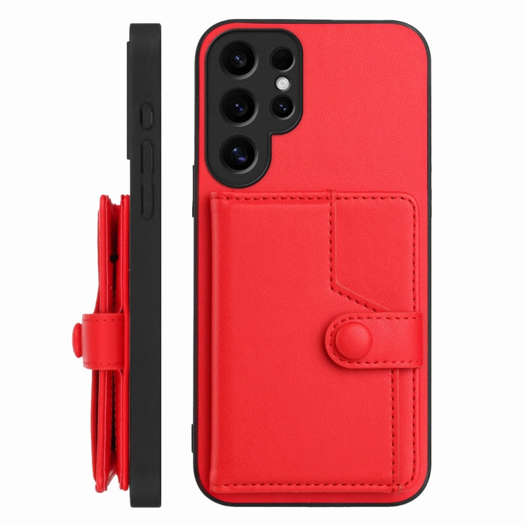 For Samsung Galaxy S24 Ultra 5G Button Card Bag RFID Anti-theft Phone Case
