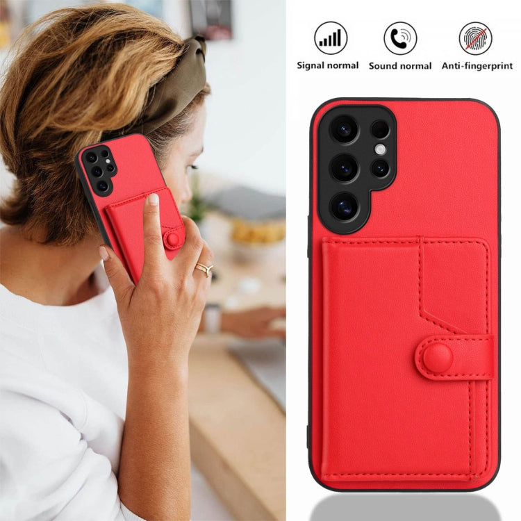 For Samsung Galaxy S24 Ultra 5G Button Card Bag RFID Anti-theft Phone Case