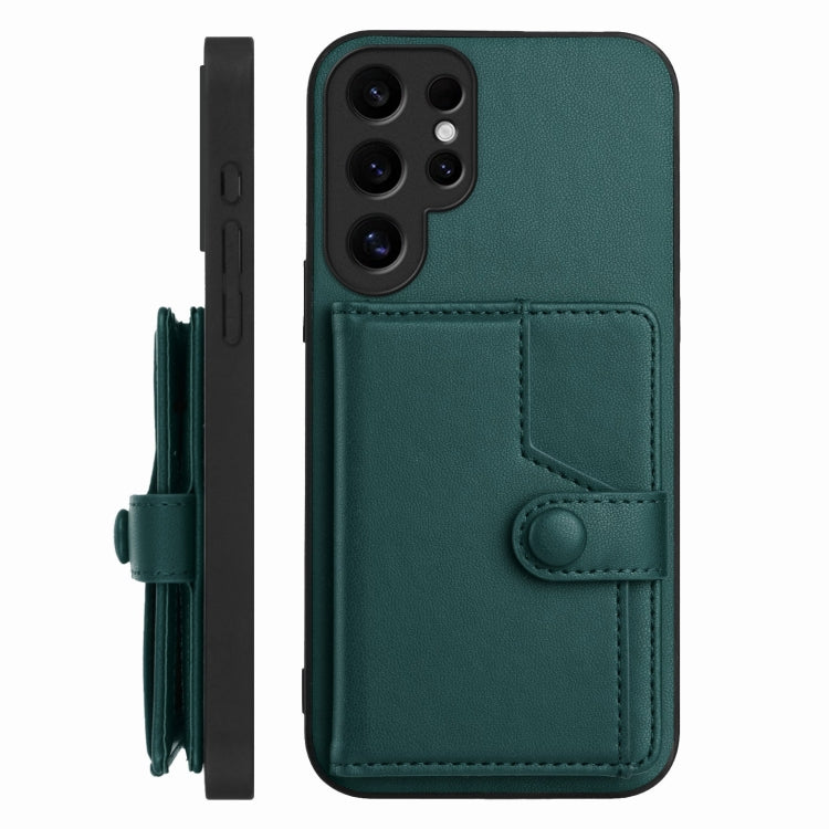 For Samsung Galaxy S24 Ultra 5G Button Card Bag RFID Anti-theft Phone Case
