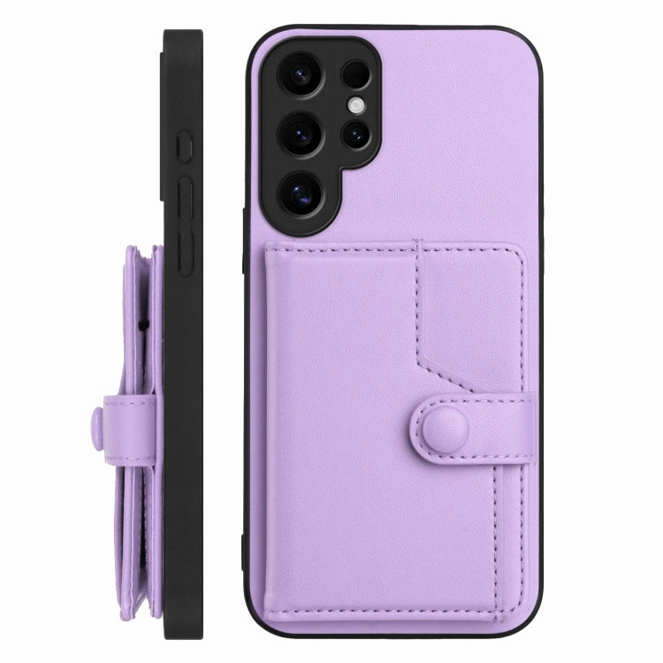 For Samsung Galaxy S24 Ultra 5G Button Card Bag RFID Anti-theft Phone Case