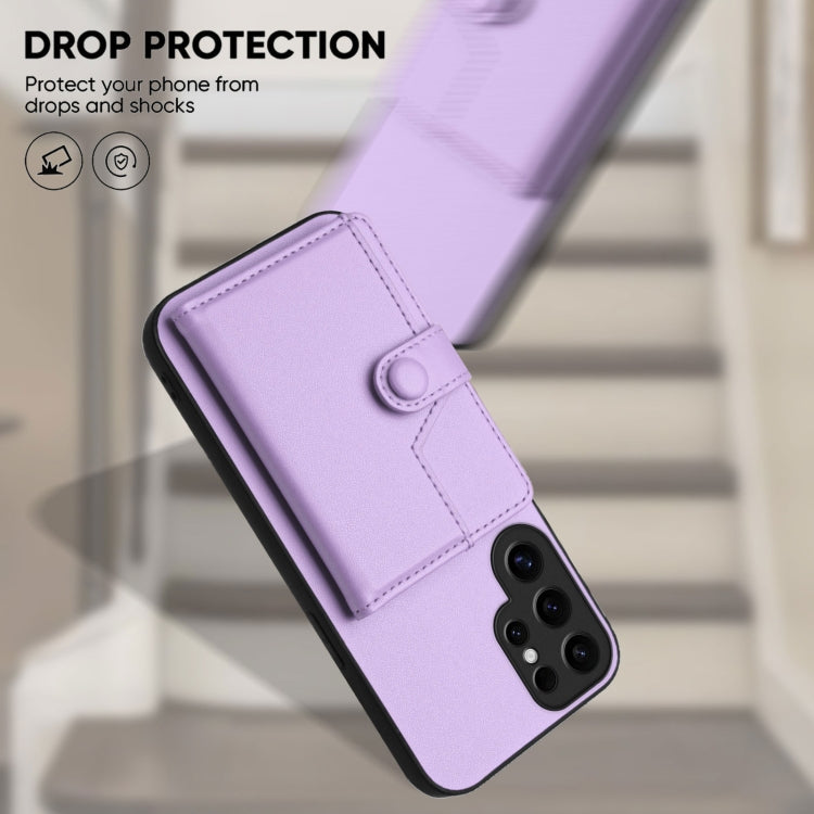 For Samsung Galaxy S24 Ultra 5G Button Card Bag RFID Anti-theft Phone Case