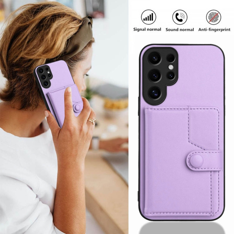 For Samsung Galaxy S24 Ultra 5G Button Card Bag RFID Anti-theft Phone Case