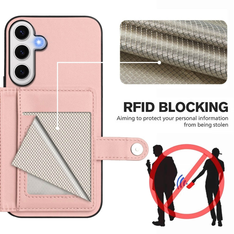 For Samsung Galaxy S24 FE 5G Button Card Bag RFID Anti-theft Phone Case