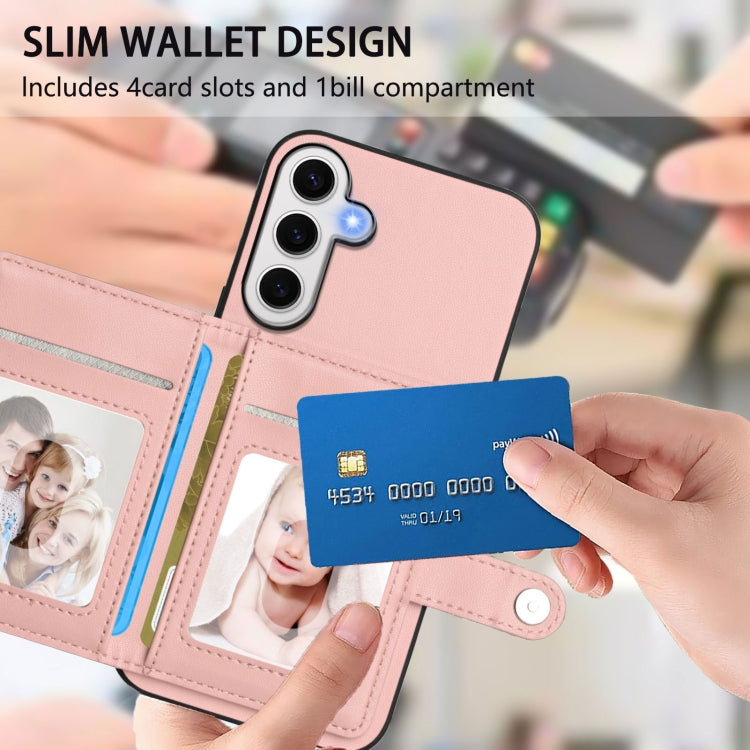 For Samsung Galaxy S24 FE 5G Button Card Bag RFID Anti-theft Phone Case