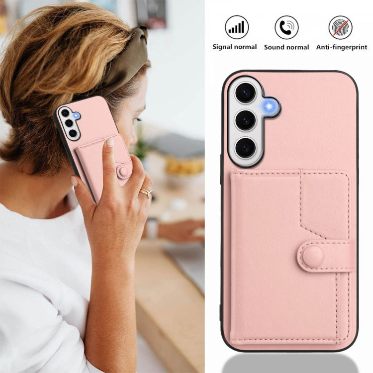 For Samsung Galaxy S24 FE 5G Button Card Bag RFID Anti-theft Phone Case