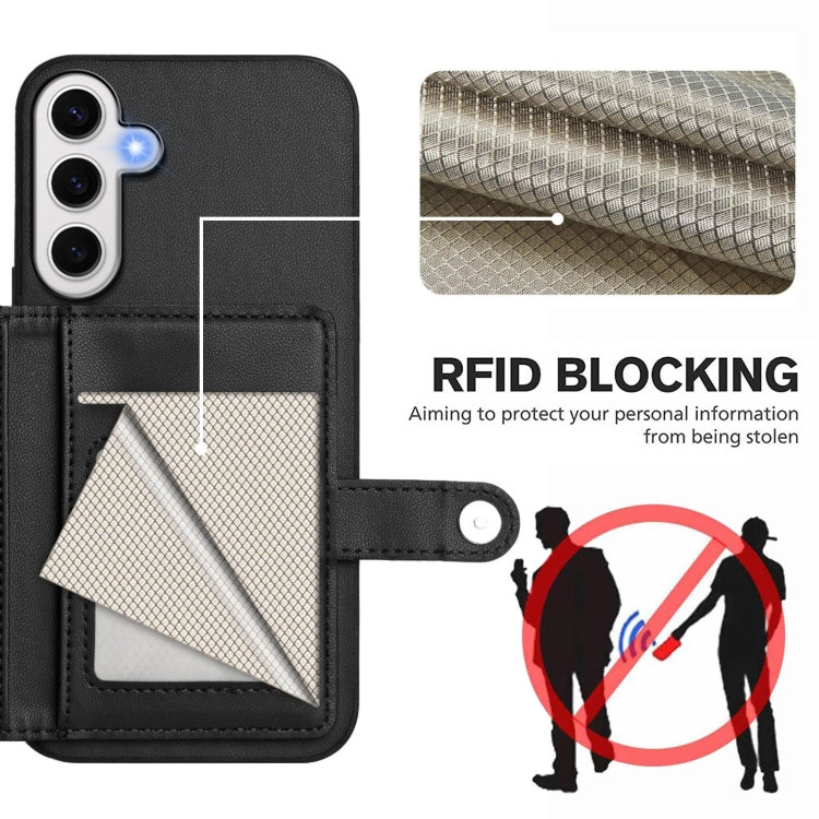 For Samsung Galaxy S24 FE 5G Button Card Bag RFID Anti-theft Phone Case
