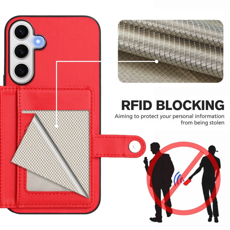 For Samsung Galaxy S24 FE 5G Button Card Bag RFID Anti-theft Phone Case
