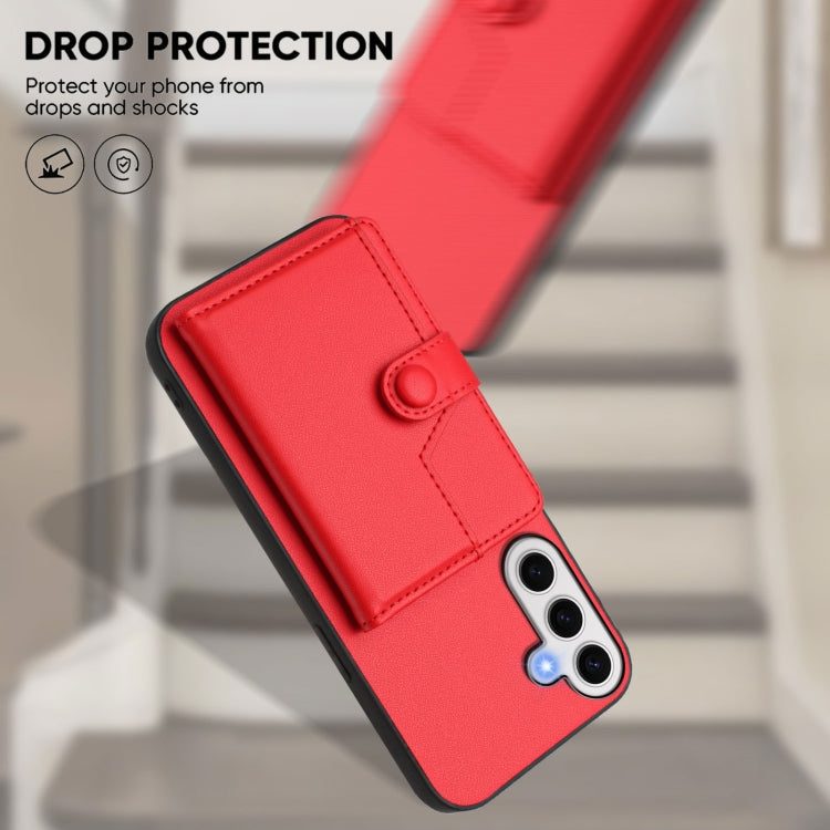 For Samsung Galaxy S24 FE 5G Button Card Bag RFID Anti-theft Phone Case