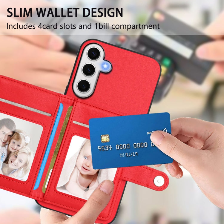 For Samsung Galaxy S24 FE 5G Button Card Bag RFID Anti-theft Phone Case