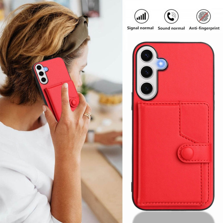 For Samsung Galaxy S24 FE 5G Button Card Bag RFID Anti-theft Phone Case