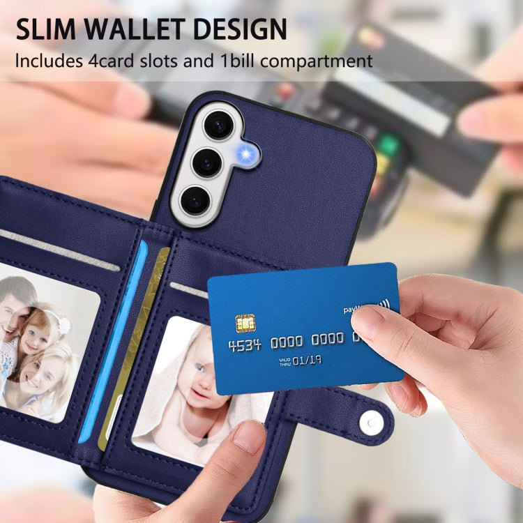 For Samsung Galaxy S24 FE 5G Button Card Bag RFID Anti-theft Phone Case