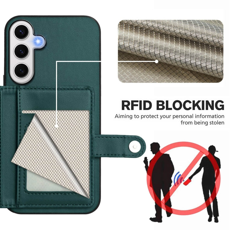 For Samsung Galaxy S24 FE 5G Button Card Bag RFID Anti-theft Phone Case
