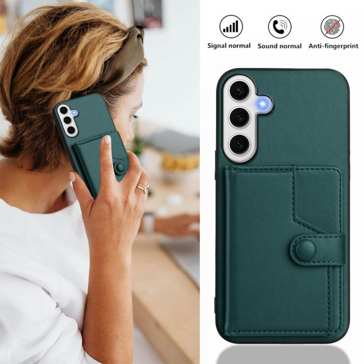 For Samsung Galaxy S24 FE 5G Button Card Bag RFID Anti-theft Phone Case