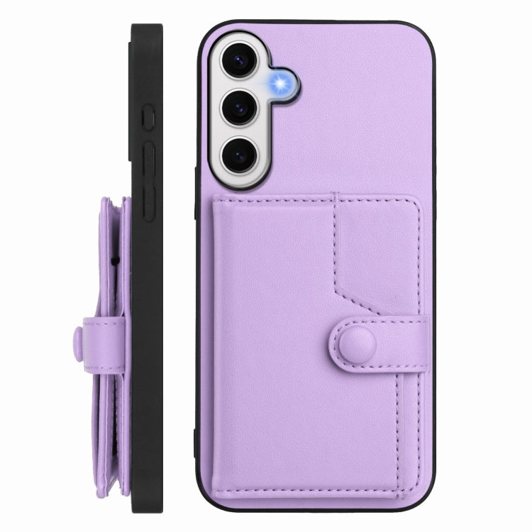 For Samsung Galaxy S24 FE 5G Button Card Bag RFID Anti-theft Phone Case