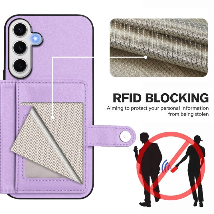 For Samsung Galaxy S24 FE 5G Button Card Bag RFID Anti-theft Phone Case