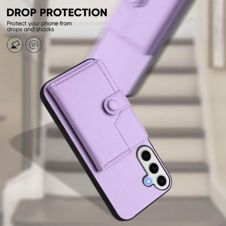 For Samsung Galaxy S24 FE 5G Button Card Bag RFID Anti-theft Phone Case
