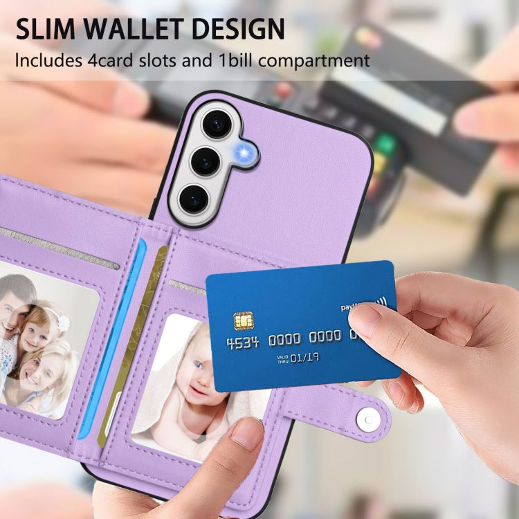 For Samsung Galaxy S24 FE 5G Button Card Bag RFID Anti-theft Phone Case
