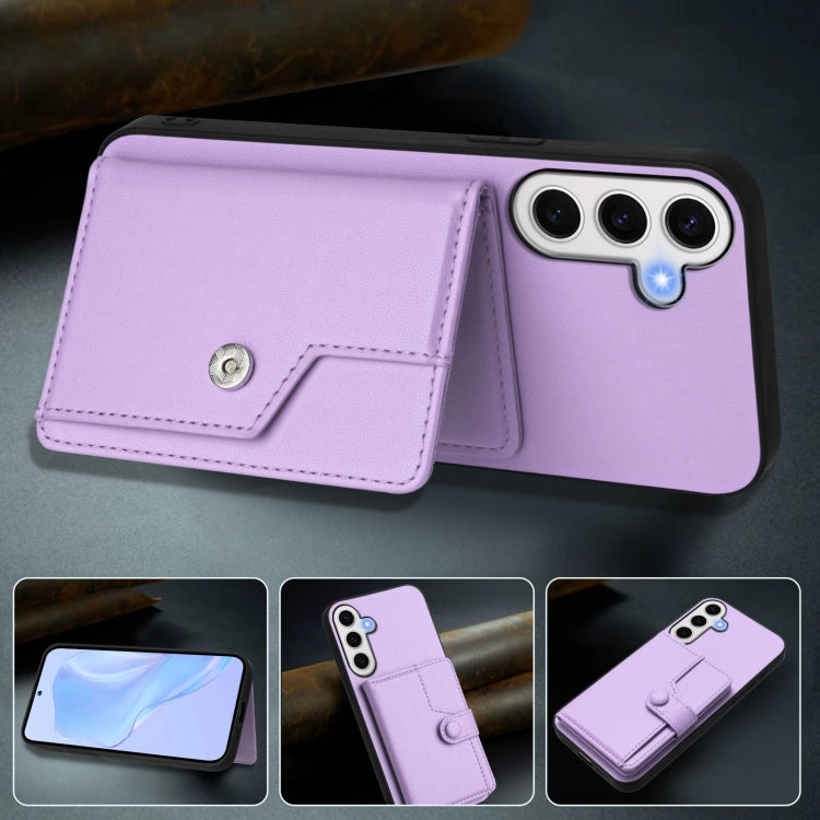For Samsung Galaxy S24 FE 5G Button Card Bag RFID Anti-theft Phone Case