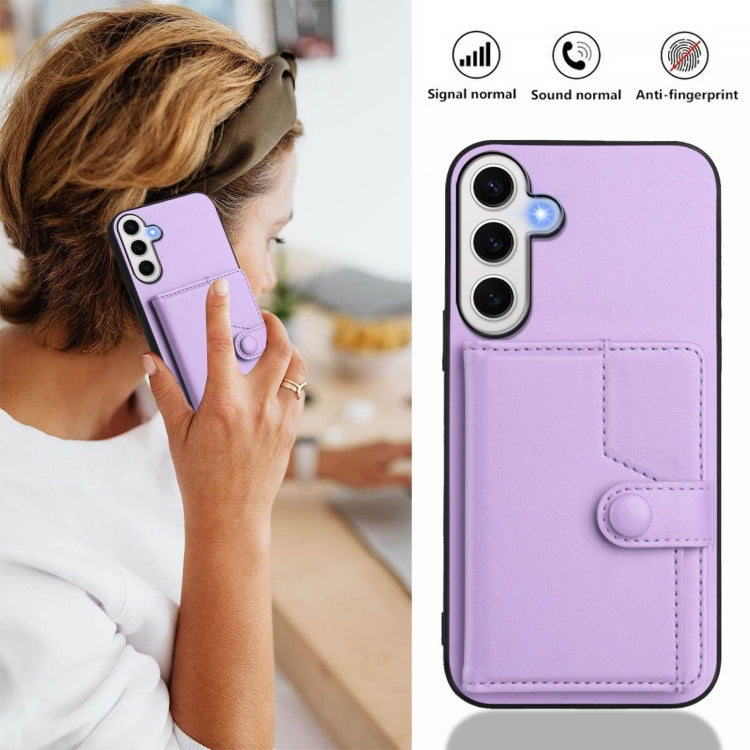 For Samsung Galaxy S24 FE 5G Button Card Bag RFID Anti-theft Phone Case