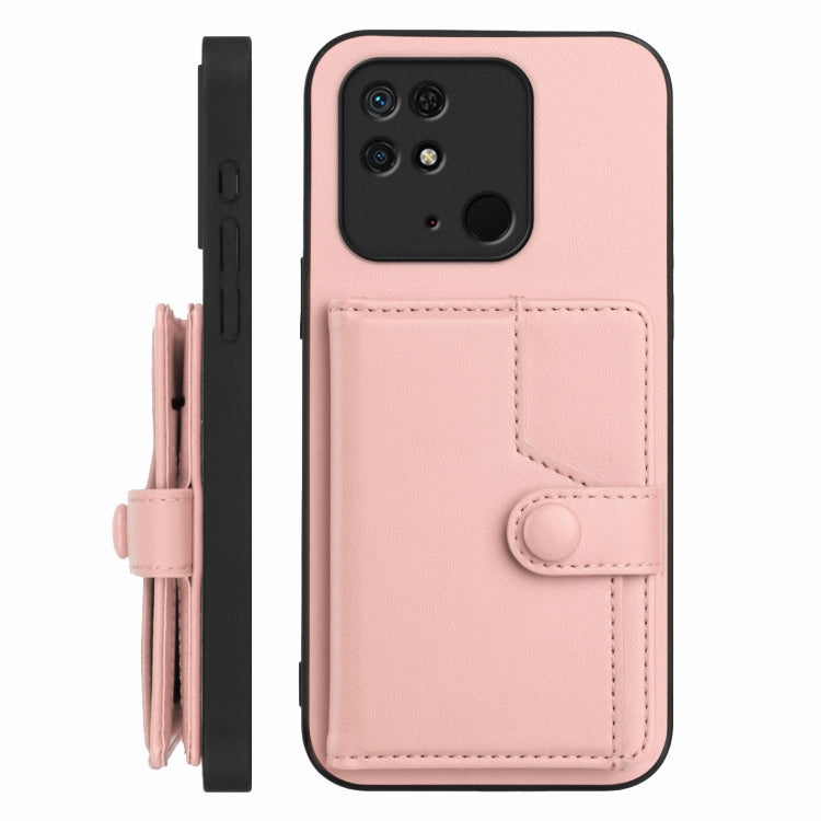 For Redmi 10C Button Card Bag RFID Anti-theft Phone Case