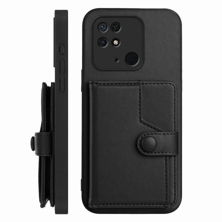For Redmi 10C Button Card Bag RFID Anti-theft Phone Case