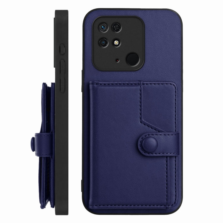 For Redmi 10C Button Card Bag RFID Anti-theft Phone Case