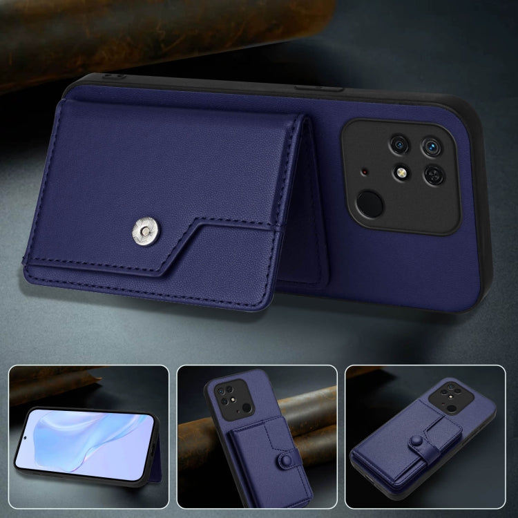 For Redmi 10C Button Card Bag RFID Anti-theft Phone Case