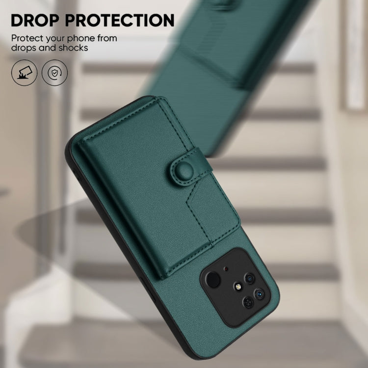 For Redmi 10C Button Card Bag RFID Anti-theft Phone Case