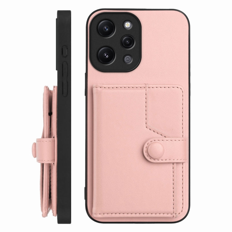 For Redmi 12 4G Global Button Card Bag RFID Anti-theft Phone Case