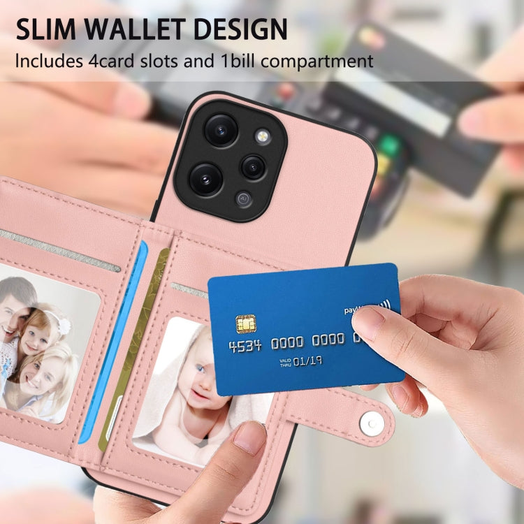 For Redmi 12 4G Global Button Card Bag RFID Anti-theft Phone Case
