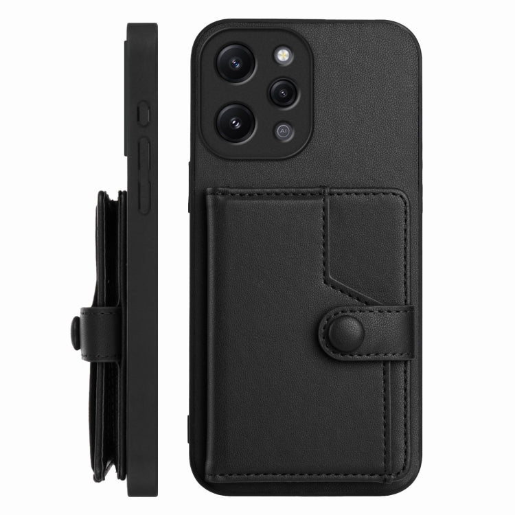 For Redmi 12 4G Global Button Card Bag RFID Anti-theft Phone Case