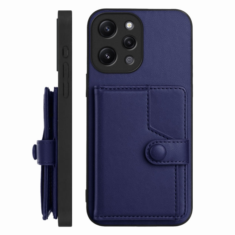 For Redmi 12 4G Global Button Card Bag RFID Anti-theft Phone Case