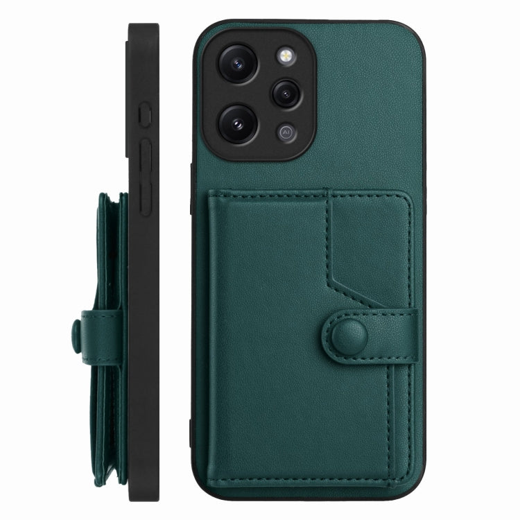 For Redmi 12 4G Global Button Card Bag RFID Anti-theft Phone Case