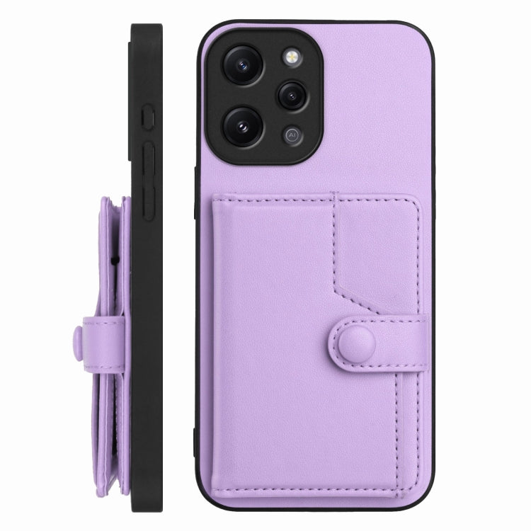 For Redmi 12 4G Global Button Card Bag RFID Anti-theft Phone Case
