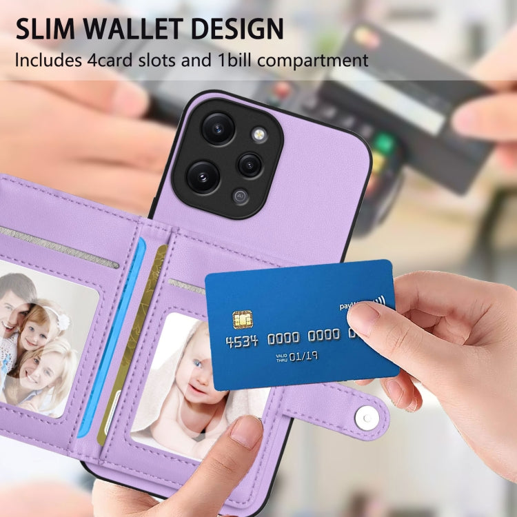 For Redmi 12 4G Global Button Card Bag RFID Anti-theft Phone Case