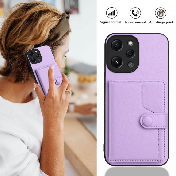For Redmi 12 4G Global Button Card Bag RFID Anti-theft Phone Case