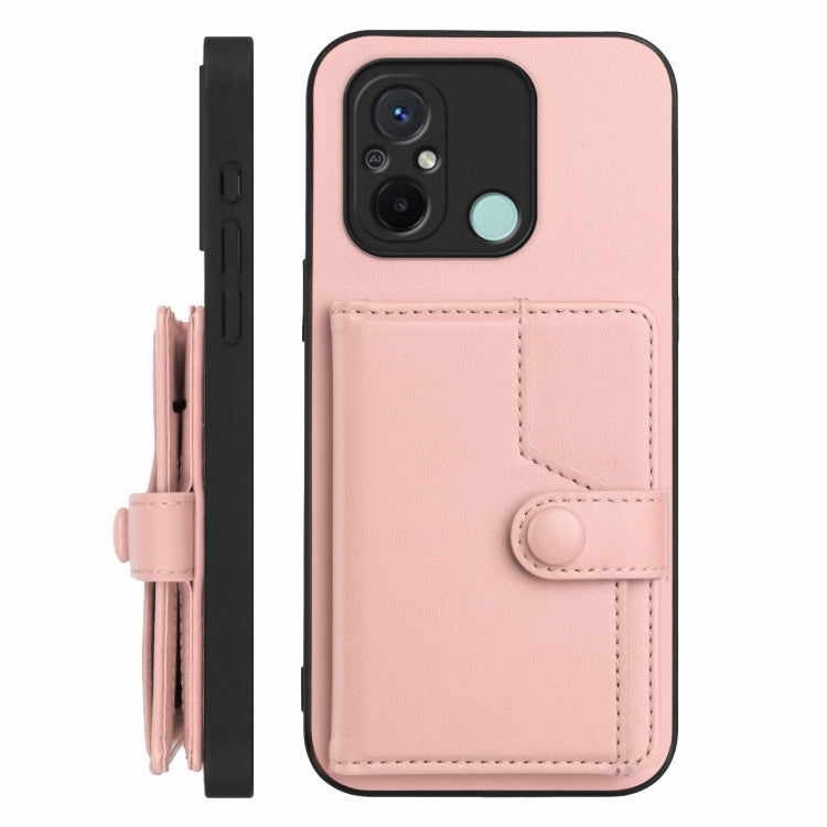 For Redmi 12C / 11A Button Card Bag RFID Anti-theft Phone Case