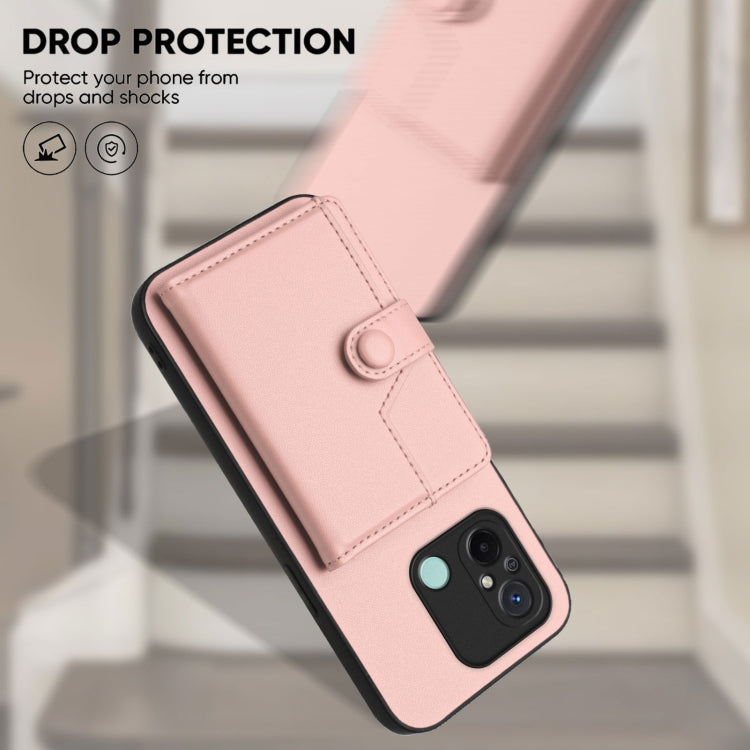 For Redmi 12C / 11A Button Card Bag RFID Anti-theft Phone Case