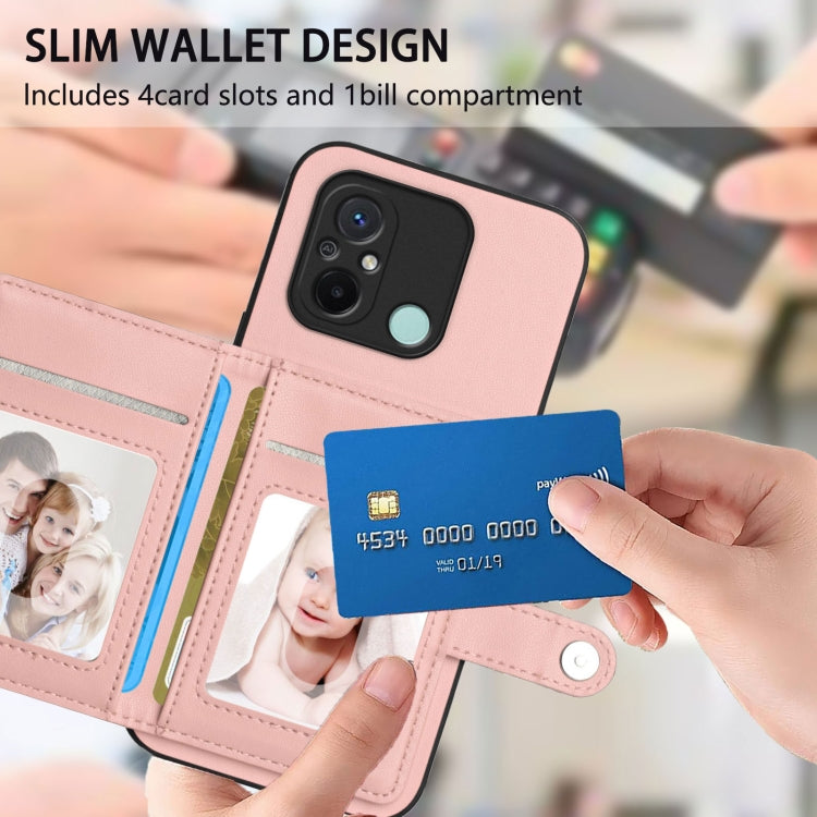 For Redmi 12C / 11A Button Card Bag RFID Anti-theft Phone Case