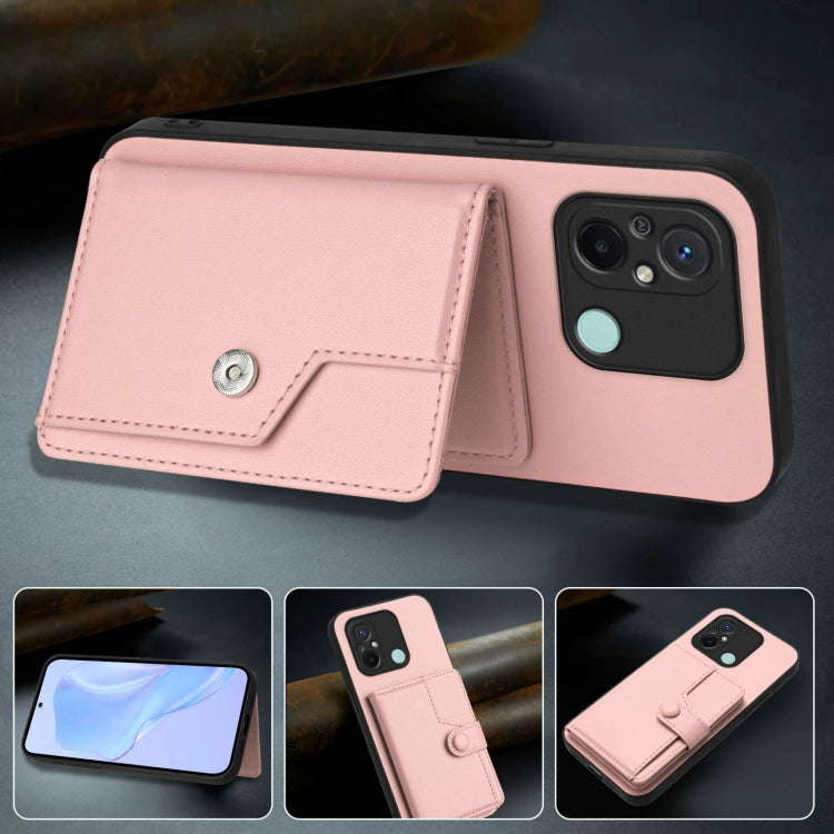 For Redmi 12C / 11A Button Card Bag RFID Anti-theft Phone Case