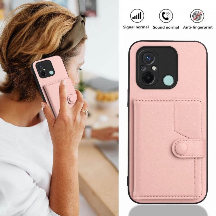 For Redmi 12C / 11A Button Card Bag RFID Anti-theft Phone Case