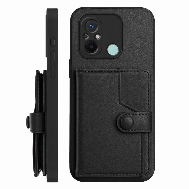 For Redmi 12C / 11A Button Card Bag RFID Anti-theft Phone Case