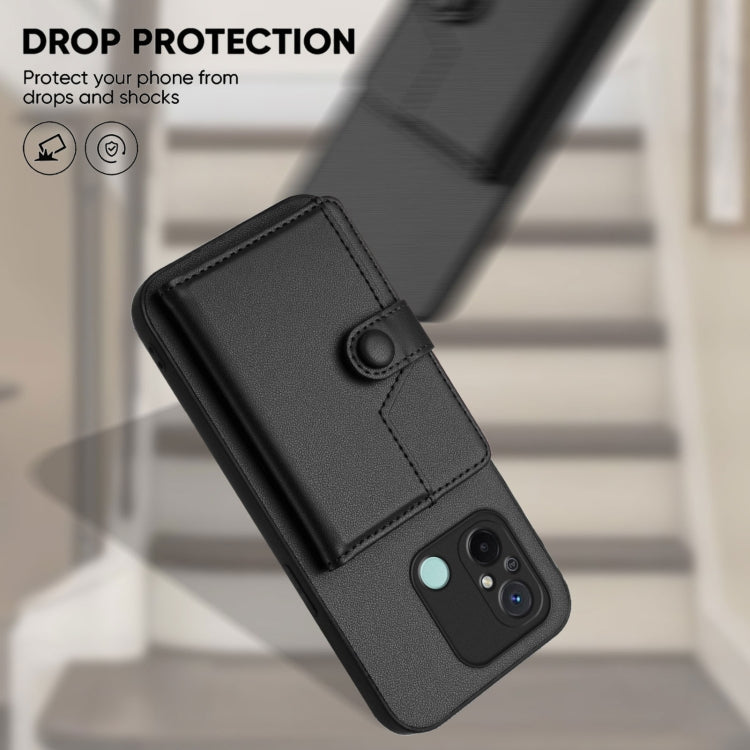 For Redmi 12C / 11A Button Card Bag RFID Anti-theft Phone Case