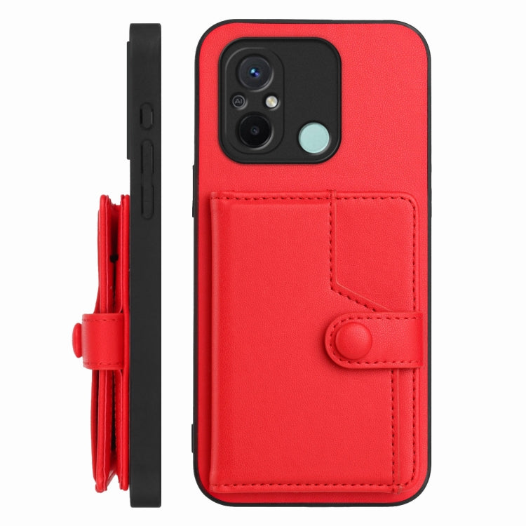 For Redmi 12C / 11A Button Card Bag RFID Anti-theft Phone Case