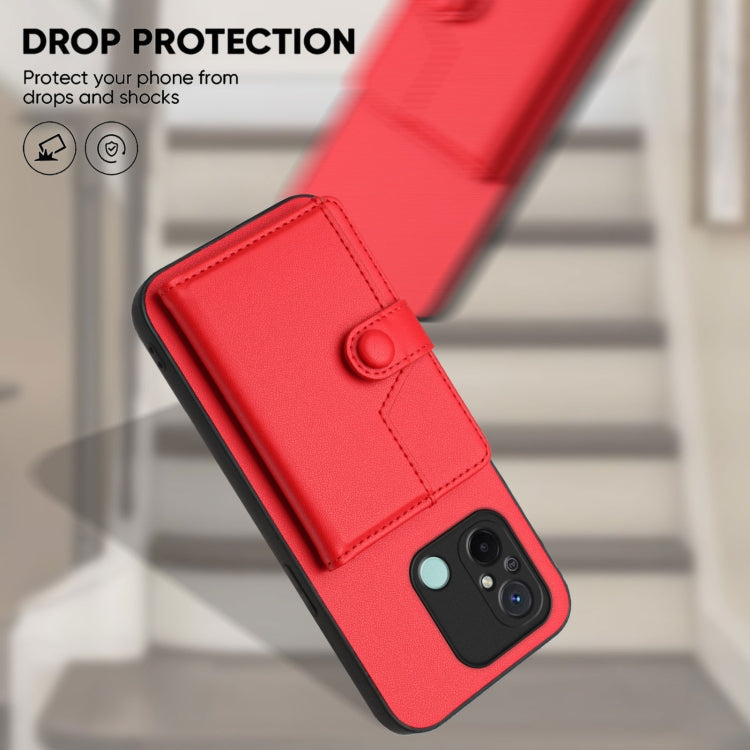 For Redmi 12C / 11A Button Card Bag RFID Anti-theft Phone Case