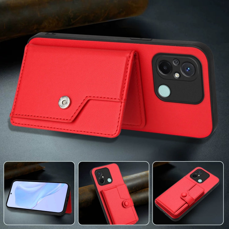 For Redmi 12C / 11A Button Card Bag RFID Anti-theft Phone Case